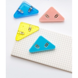 Color file triangle clip Simple transparent book corner clip Student paper clip Office data storage clip