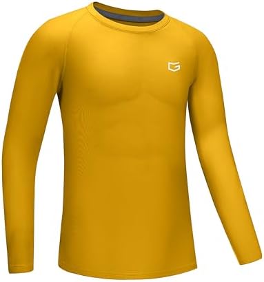 Boys' long sleeve compression top, golden yellow