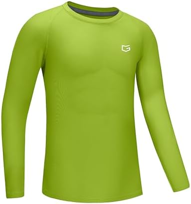 Boys' long sleeve compression top, neon lime
