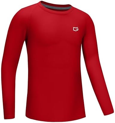 Boys' long sleeve compression top, red