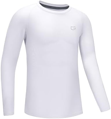 Boys' long sleeve compression top, white