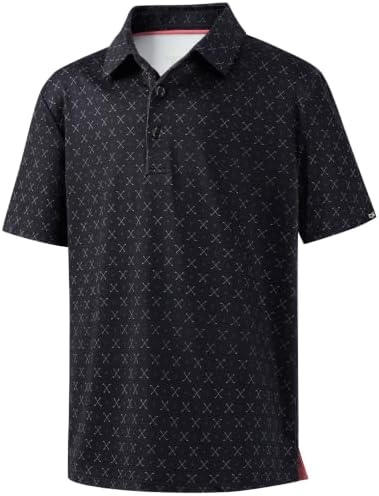 Boys' printed golf polo, golf clubs black