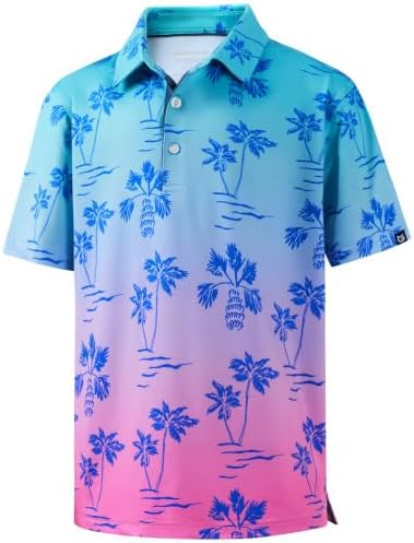 Boys' printed golf polo, gradient coconut tree