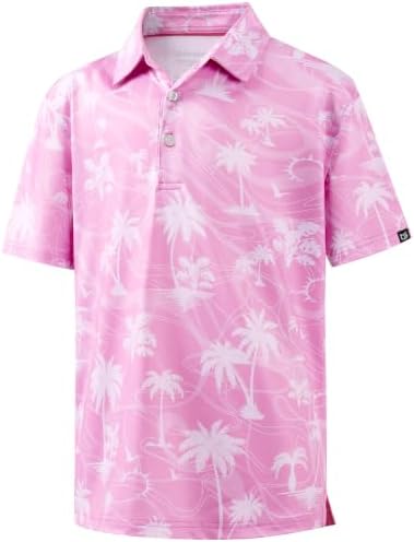Boys' printed golf polo, pink beach
