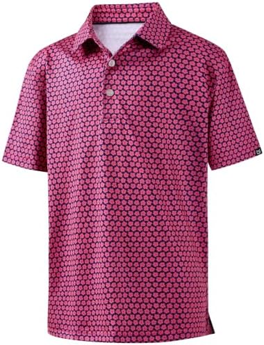Boys' printed golf polo, pink flowers