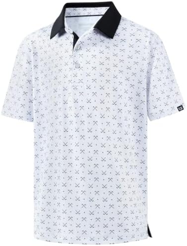 Boys' printed golf polo, white golf clubs