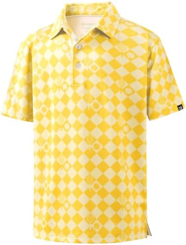 Boys' printed golf polo, yellow racket