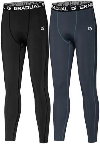 Boys' thermal compression tights, black / grey