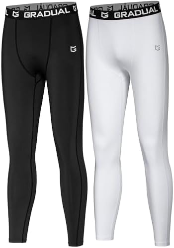Boys' thermal compression tights, black / white