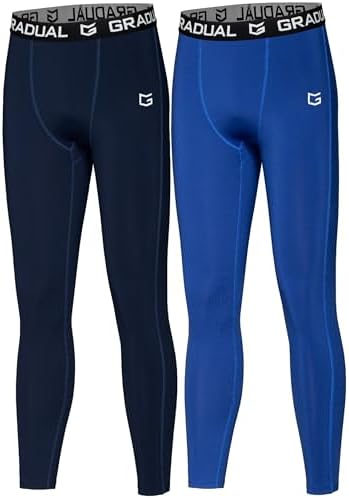 Boys' thermal compression tights, navy blue / blue
