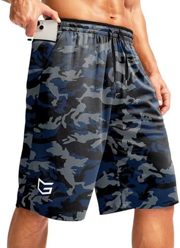 Men's 11" basketball shorts with pockets, blue camo