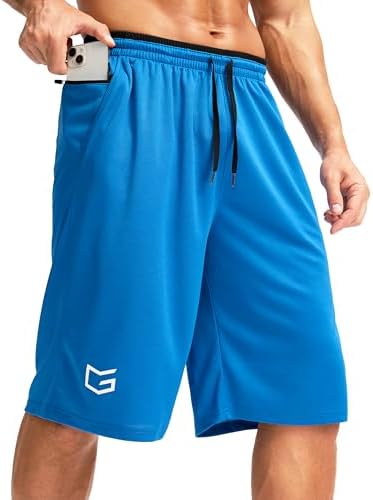 Men's 11" basketball shorts with pockets, blue