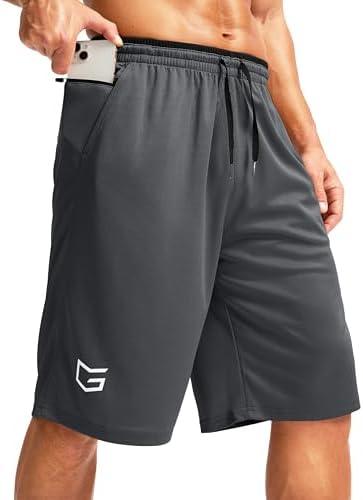Men's 11" basketball shorts with pockets, dark gray