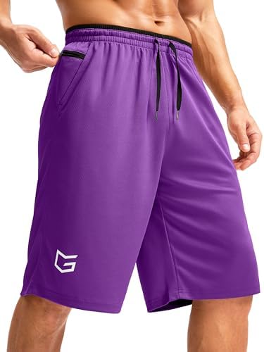 Men's 11" basketball shorts with pockets, purple