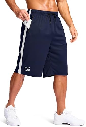 Men's 11" basketball shorts, zip pockets, navy
