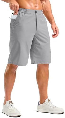 Men's 11" casual shorts, three pockets, heather bright grey