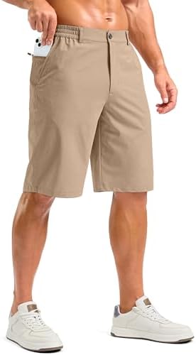 Men's 11" casual shorts, three pockets, heather khaki