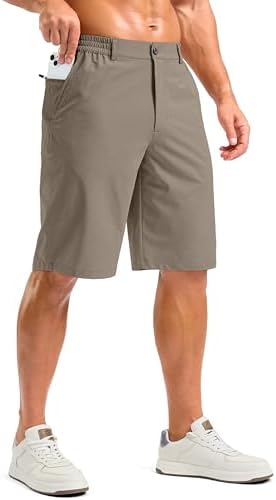 Men's 11" casual shorts, three pockets, heather tan