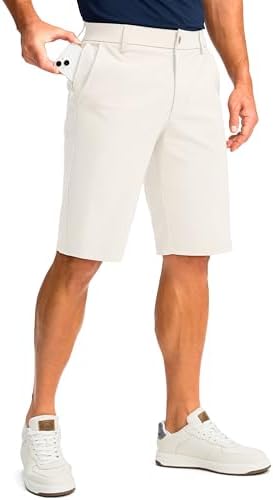 Men's 11" golf shorts, four pockets, beige