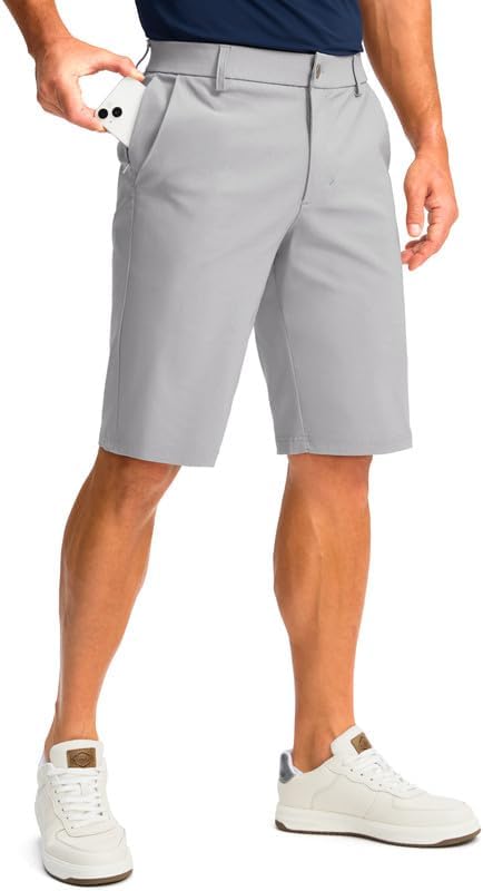 Men's 11" golf shorts, four pockets, bright grey