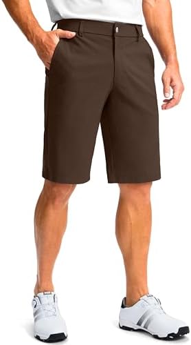 Men's 11" golf shorts, four pockets, dark brown