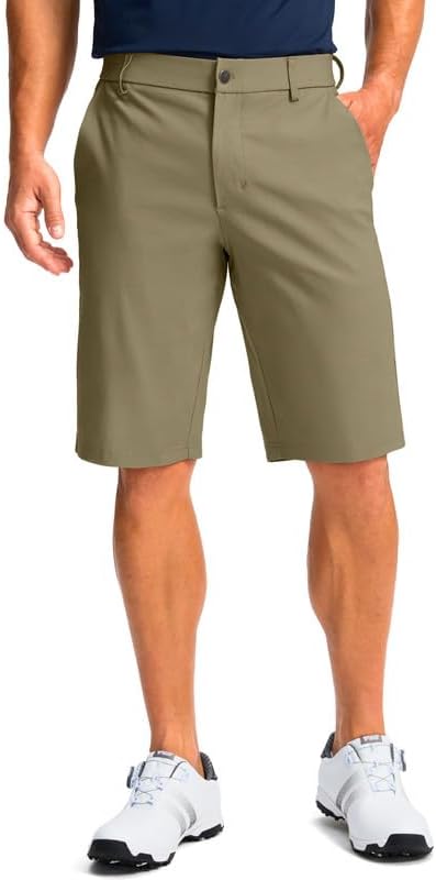 Men's 11" golf shorts, four pockets, dusty khaki