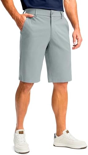 Men's 11" golf shorts, four pockets, light grey