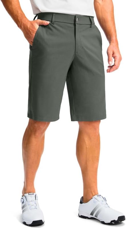 Men's 11" golf shorts, four pockets, sage green