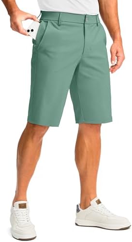 Men's 11" golf shorts, four pockets, viridian green