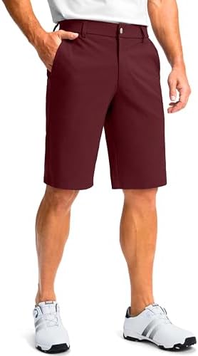 Men's 11" golf shorts, four pockets, wine