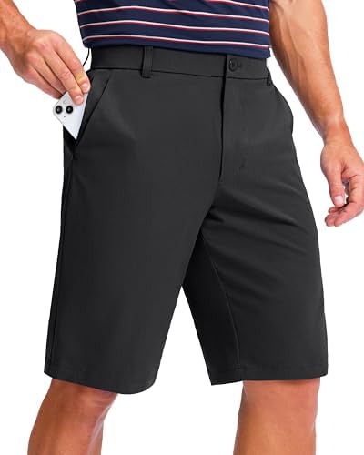 Men's 11" knee-length golf shorts, black