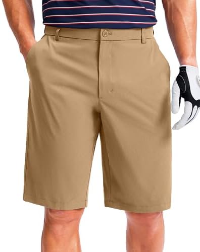 Men's 11" knee-length golf shorts, dark khaki