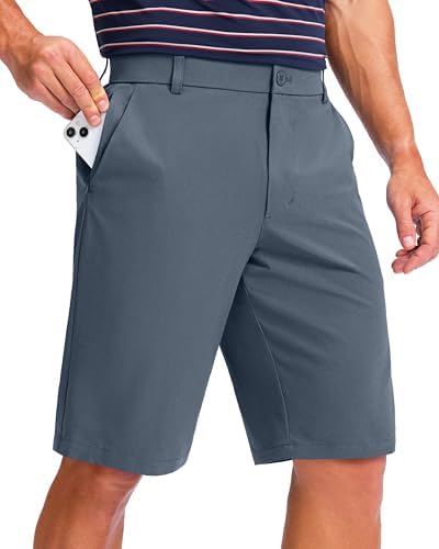 Men's 11" knee-length golf shorts, grey blue