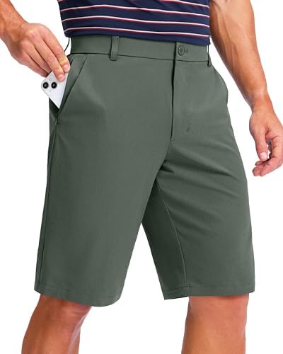 Men's 11" knee-length golf shorts, grey sage