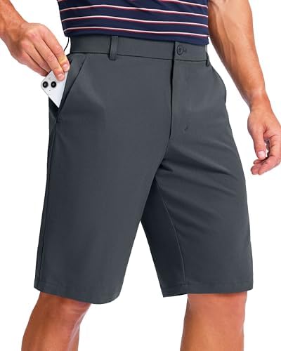 Men's 11" knee-length golf shorts, iron grey