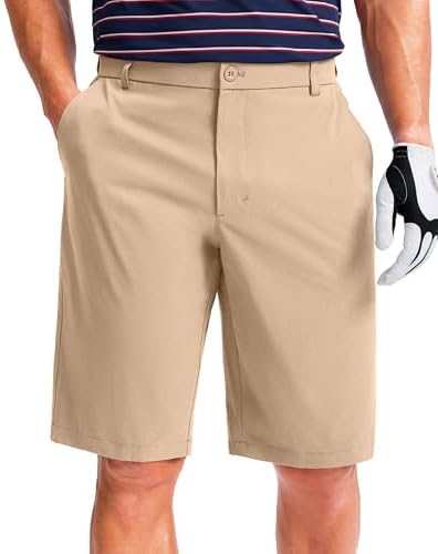 Men's 11" knee-length golf shorts, khaki