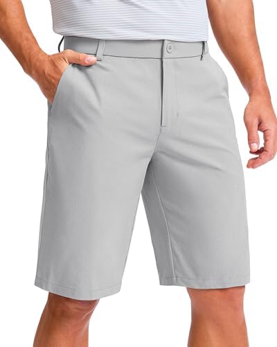Men's 11" knee-length golf shorts, light grey