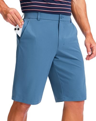 Men's 11" knee-length golf shorts, slate blue