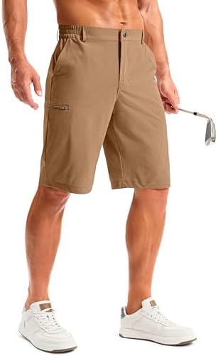 Men's 11" knee-length work shorts, dark khaki