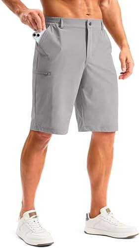 Men's 11" knee-length work shorts, light grey