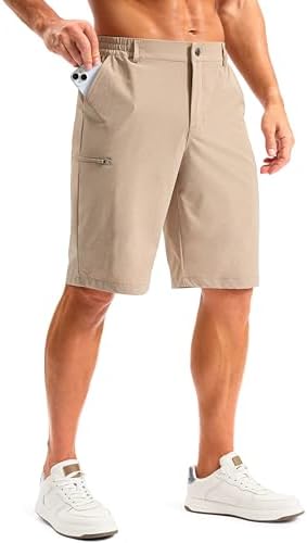 Men's 11" knee-length work shorts, light khaki