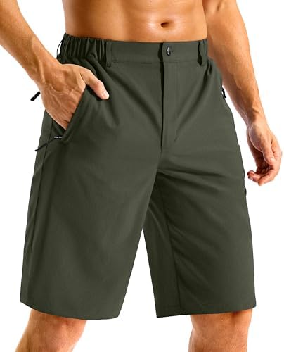 Men's 11" lightweight golf shorts, army green