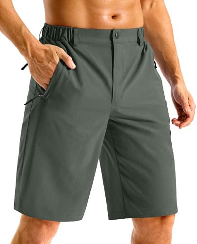 Men's 11" lightweight golf shorts, grey green