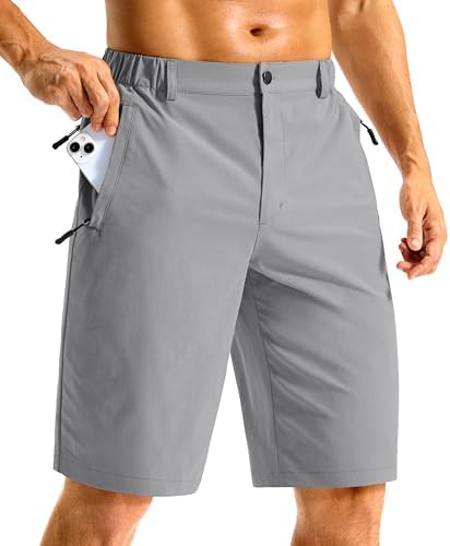 Men's 11" lightweight golf shorts, light grey