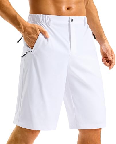 Men's 11" lightweight golf shorts, white