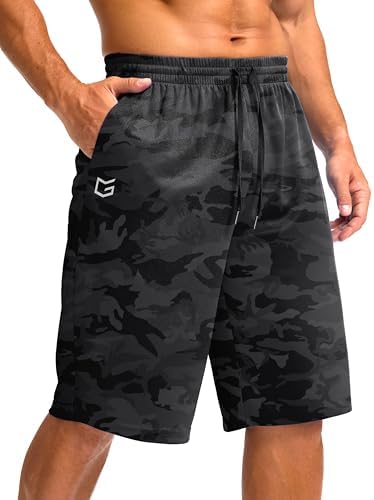 Men's 11" long basketball shorts, gray camo
