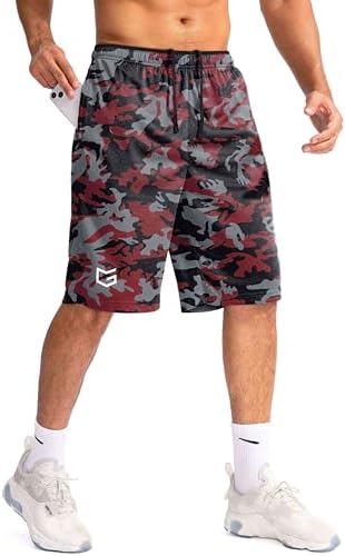 Men's 11" quick dry basketball shorts, red camo