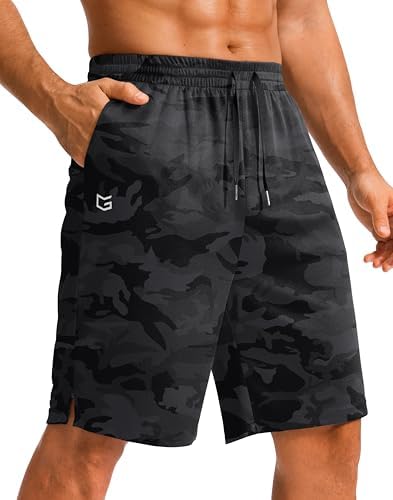 Men's 11" quick dry gym shorts, gray camo