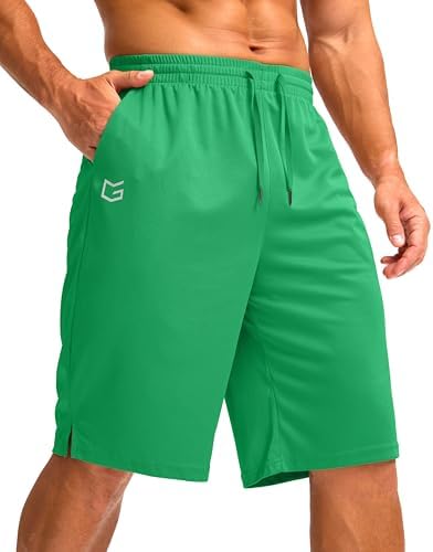 Men's 11" quick dry gym shorts, green