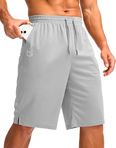 Men's 11" quick dry gym shorts, light gray